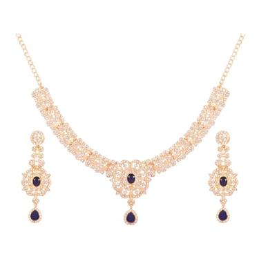 Imagem de Touchstone Bollywood indiano encantador floral cravejado de diamante visual branco strass embelezado designer de joias para mulheres em tom dourado, Sem Pedra Preciosa