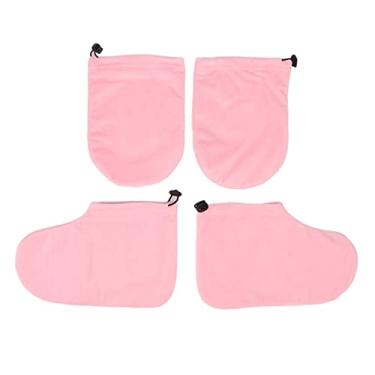 Imagem de Cuofyunl luva de cera de parafina botas femininas macio lint spa cera quente tratamento térmico luvas para cuidados com os pés