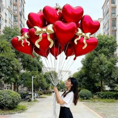 Imagem de 2 balões de coração de amor de 56 cm com arco em forma de coração para aniversário, dia dos namorados, decoração de festa de casamento globos (2 peças vermelhas)