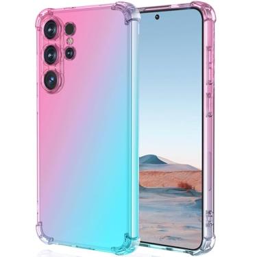 Imagem de Capa para Galaxy S26 Ultra: Mulheres Meninas Cantos Reforçados TPU Absorção de Choque Flexível Cor Gradiente para Samsung Galaxy S26 Ultra Capa de Telemóvel (Azul-petróleo)