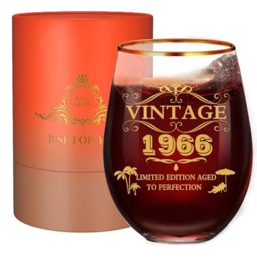 Imagem de Presentes de aniversário de 60 anos para homens e mulheres - Decorações de aniversário de 60 anos para mulheres que completam 60 anos - Taça de vinho sem haste