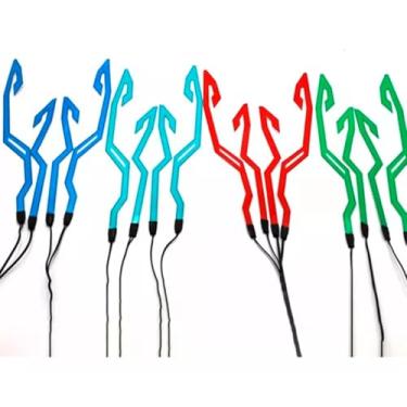 Imagem de Fita LED Adesiva para Capacete de Motocicleta, 4 Barras Luminosas, Luz Fria Intermitente, PET, Azul/Verde/Vermelho, 32.5cm, com Suporte de Bateria 3V