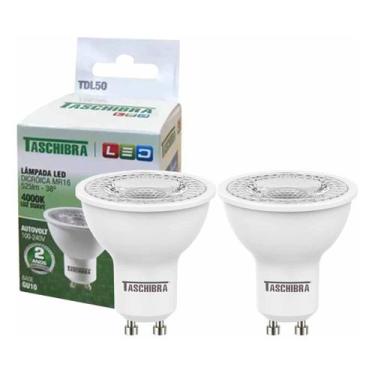 Imagem de 2 Lâmpada De Led Dicróica Mr16 Tdl 50 7w Gu10 Taschibra 4000k