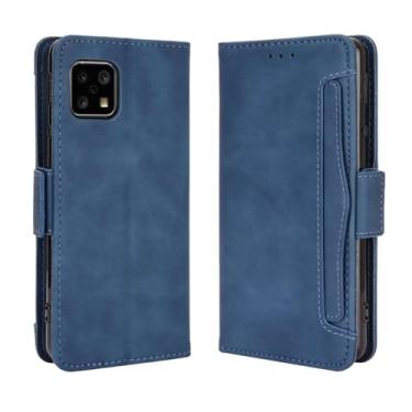 Imagem de Capa para SHARP Aquos Sense 5G,Retro magnético Flip Case,Design de carteira de couro PU com slots de cartão removíveis -Blue