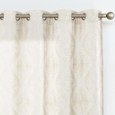 Imagem de Cortinas jinchan Boho Linen para sala de estar, 2 painéis, 24 cm