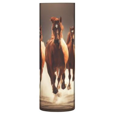 Imagem de JUZIHAI Red Seven Running Horses Vaso para flores 9,9 cm x 30 cm Cilindro de plástico moderno vaso de flores para centro de mesa de casamento, decoração de casa