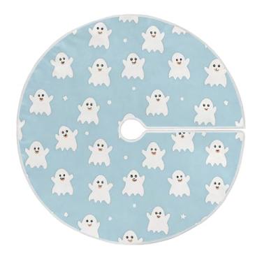 Imagem de JUZIHAI Saia de árvore de Halloween Boo Tapete para árvore de Natal, enfeites de decoração de férias para ambientes internos e externos, 91 cm