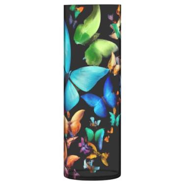 Imagem de JUZIHAI Vaso voador de borboletas para flores 9,9 cm x 30 cm Cilindro de plástico moderno vaso de flores para centro de mesa de casamento decoração de casa