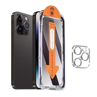 Imagem de 1 protetor de tela de privacidade compatível com iPhone 14 Pro Max [6,7 polegadas] + 1 pacote de protetor de lente de câmera, película de vidro temperado antiespião, compatível com capas, [dureza 9H