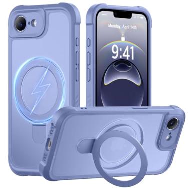 Imagem de MOCCA Capa projetada para iPhone 16e com suporte magnético invisível [proteção total da câmera] [compatível com Magsafe] Capa para celular à prova de choque translúcida fosca à prova de choque 15,5 cm