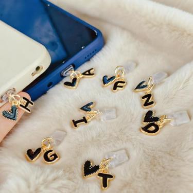 Imagem de 1 peça plugue de poeira tipo C letra preta, acessório Kindle E-Reader tipo C com coração letra U para amantes de livros, mulheres, mães, professores e amigos presentes (Preto U)