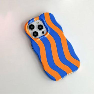 Imagem de IRTGFG Capa de celular fashion 2 em 1 com listras brilhantes e bordas onduladas, toque confortável, capa traseira rígida e fina (para iPhone 16 Pro Max/2)