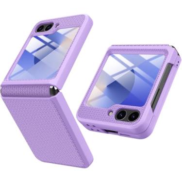 Imagem de Miimall Capa Slim Fit para Galaxy Flip 5 com proteção de dobradiça, protetor de tela Bulit, [à prova de choque] [Antiqueda] Capa protetora robusta de corpo inteiro compatível com Z Flip 5 (Roxo)