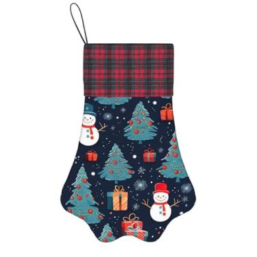 Imagem de SKKNT Estampa de boneco de neve de Natal azul, meias de Natal, animais de estimação, decoração de Natal, cães, gatos, árvores, doces, presente, conveniente