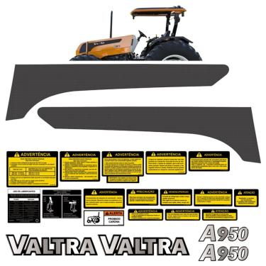 Imagem de Kit Adesivo Faixas Compatível Trator Valtra A950 Acompanha Etiquetas Cinza