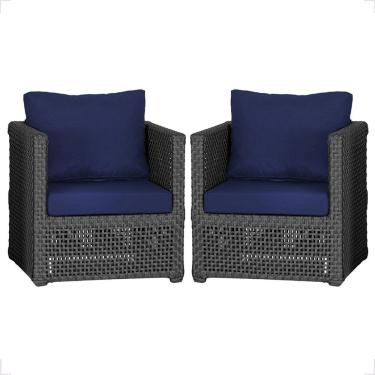 Imagem de 2 Poltronas Madri Alumínio Corda Náutica Estofado 10 Trama Preto