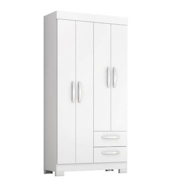 Imagem de Guarda-roupa Com 4 Portas E 2 Gavetas Nt6010 Branco-rosa Notável Móveis Branco-rosa