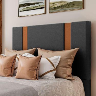Imagem de Cabeceira Estofada Queen 160 Cm Ametista Corino Preto