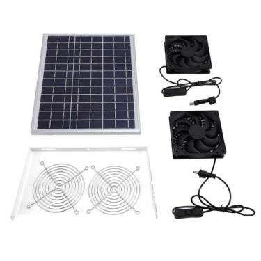 Imagem de AUNMAS Kit de Ventilador de Painel Solar de 15 W, à Prova de água ABS Monocristalino Com Exaustores Duplos para Uso Em Estufa, Fazenda e Garagem