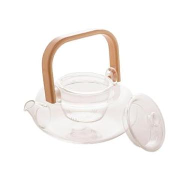 Imagem de Bule de Vidro Borossilicato com Alça de Madeira e Infusor – Elegante, Resistente e Ideal para Chás, Infusões e Café