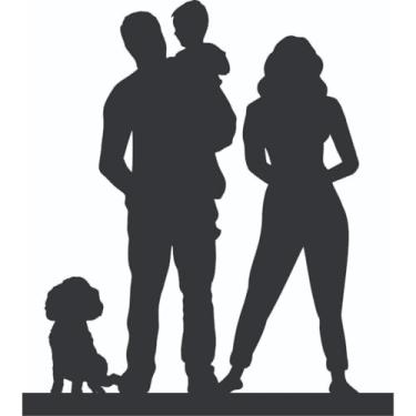 Imagem de Enfeite Decorativo de Mesa Silhueta Família em MDF para Sala Quarto Escritório Decoração Moderna (Casal Filho Cachorro SL-F36)