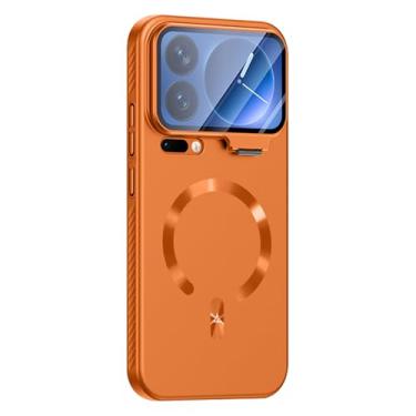 Imagem de FWYANZH Capa magnética para Xiaomi 17 Pro Max/17 Pro, capa de proteção de lente de câmera, função de suporte, capa protetora antiderrapante contra quedas, laranja, 17 Pro