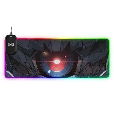 Imagem de Mouse pad para jogos RGB com olhos vermelhos azuis, mousepad grande com 14 modos de iluminação, tapete de mouse grande LED estendido antiderrapante, teclado de computador Mousepad tapete de mouse 80 x 28 centímetros