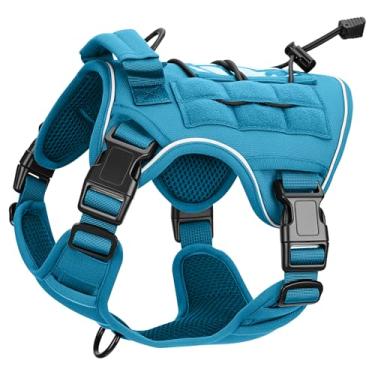 Imagem de Peitoral tático resistente para cães grandes, colete refletivo ajustável sem puxão com sistema Molle, controle de nível militar K9 para treinamento de serviço, atividades ao ar livre e mais de 10