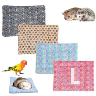Imagem de SUPERPAWS Roupa de cama impermeável de porquinho-da-índia de inverno com forro de gaiola de pelúcia de porquinho-da-índia macio para cães e gatos, tapete de cama reversível aconchegante para animais