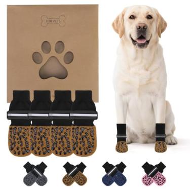 Imagem de KOOLTAIL Meias antiderrapantes para evitar lamber patas, sapatos de cachorro para pavimento quente, botas refletivas de controle de tração, botas de cachorro e protetor de patas para pisos de madeira