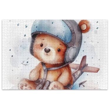 Imagem de Quebra-cabeça fofo de urso de desenho animado adulto 1000 peças quebra-cabeça engraçado jogos presentes divertidos quebra-cabeças brinquedo arte de jogo