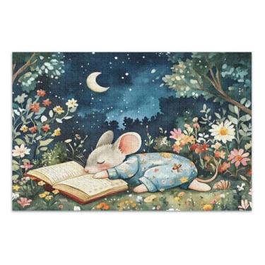 Imagem de Mouse Book Moon Night Puzzle Games para adultos com letras nas costas quebra-cabeças de 1000 peças