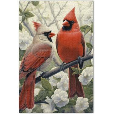Imagem de Quebra-cabeça de flor de pássaro vermelho, 500 peças para adultos, pintura de arte floral, paisagem, jogos, presentes tecnológicos