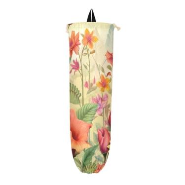 Imagem de Suporte de saco de pintura de flores para sacolas de compras, suporte de saco de plástico, organizador de sacolas plásticas de cozinha