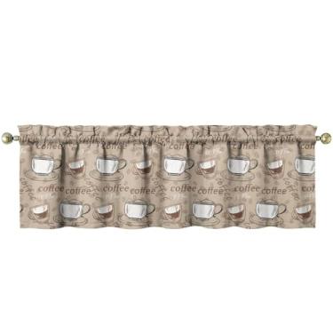 Imagem de Tapesb Cafeteria de cozinha engraçada pequena cortina de janela sobre pia essencial para cozinha, quarto, lavanderia, 45,7 x 137,2 cm