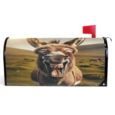 Imagem de Donkey Rindo Caixa de Correio Decorativa Capas Magnéticas Vinil Caixa de Correio Envoltório Verão Moderno Decorações de Caixa de Correio Tamanho Padrão 52,6 x 45,8 cm
