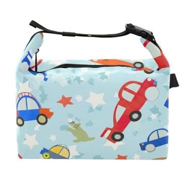 Imagem de TSENQUE Lancheira Carros Cores Azul para Mulheres Lancheira Portátil Lancheira para Trabalho Rosa Linda Bolsa Térmica para Adultos