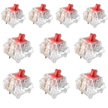 Imagem de Fejwlvs ZhouWang Interruptor vermelho cristal 3 pinos 50gf pré-lubrificado, interruptor linear à prova de poeira, adequado para RGB, teclados mecânicos para jogos, teclado mecânico MX (90 peças)