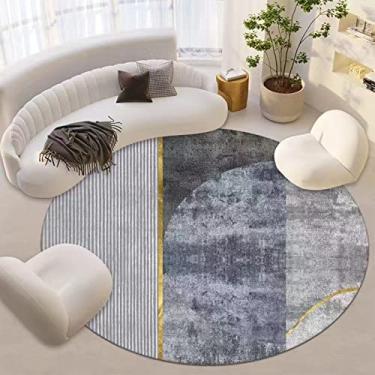 Imagem de Tapete redondo de veludo de cristal tapete redondo antiderrapante lavável, tapete macio e fofo para sala de estar, sofá, quarto, quarto infantil, decoração de berçário, D, diâmetro 160 cm