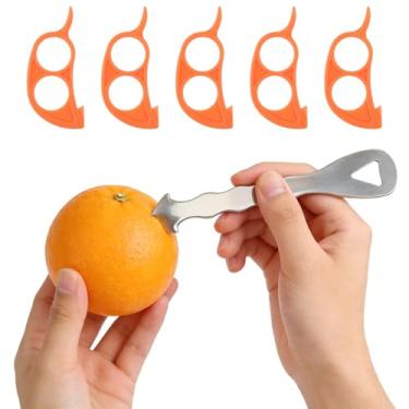 Imagem de Ferramenta de descascador de laranja de aço inoxidável, 6 x 2,76 x 1,06 x 0,11 pol. Laranja/limão/toranja, descascador de frutas sem esforço para casa, descascador de cítricos multifuncional para