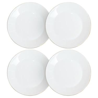 Imagem de Jogo de Pratos de Raso Catarina em Opaline com Fio de Ouro 27cm 4 peças - Hauskraft