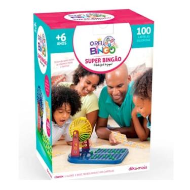 Imagem de Bingo Super Bingão Jogo de Bingo com Roleta, 100 Cartelas Coloridas e 90 Bolinhas, Diversão para Toda Família