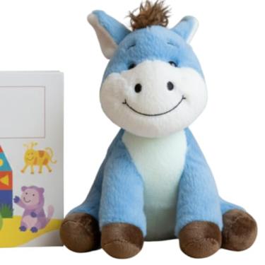 Imagem de Pelúcia Burrinho Fofa Animal de Pelúcia Macio Ideal para Presente Pelúcia Burro Para decoração (Azul)