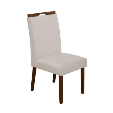 Imagem de Cadeira Mesa De Jantar Madeira Maciça Veludo Premium Heloísa Bege Mel