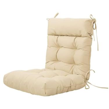 Imagem de BAHULA Almofada para cadeira de pátio ao ar livre, almofada de cadeira de encosto alto com 4 laços de cordas, almofadas confortáveis de assento de jardim para cadeiras de balanço internas e externas