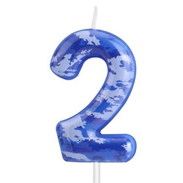 Imagem de Velas Aniversário Número Camuflado, Velas Camo Topper de Bolo Tema Exército para Meninos Decorações Festa Aniversário Camo Suprimentos Festa Tema Caça (Número 2)