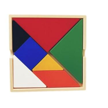Imagem de Tangram Quebra-cabeça Chinês em PLA Sustentável Com 7 Peças para Desenvolver Raciocínio e Criatividade