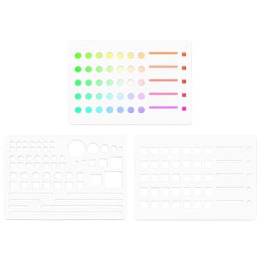 Imagem de BENECREAT 3 peças de estêncil de grade, modelo de registro flexível feito à mão, estêncil de planejador para diário com balas, agendas de calendário reutilizáveis, ferramentas duráveis de escrita e