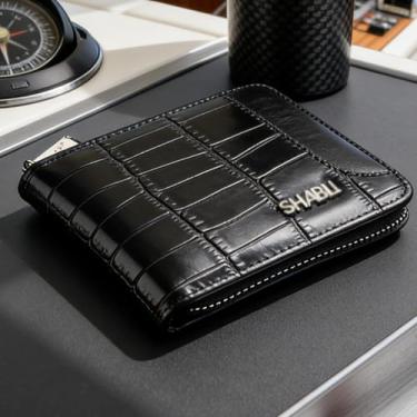 Imagem de Carteira masculina de couro curta com zíper, essencial preta com zíper (preto)