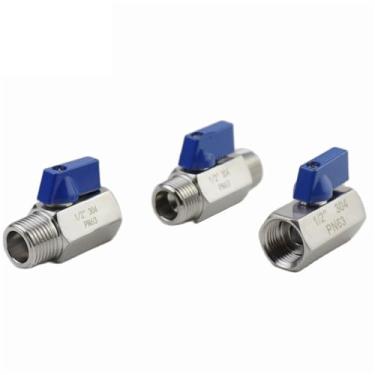 Imagem de 1/20.3 cm 1/10.2 cm 3/20.3 cm 1/5.1 cm 3/10.2 cm 2.5 cm válvula de esfera fêmea para macho SS304 aço inoxidável alça azul DN8 DN15 1 peça (1/20.3 cm, BSP_MACHO PARA FÊMEA)